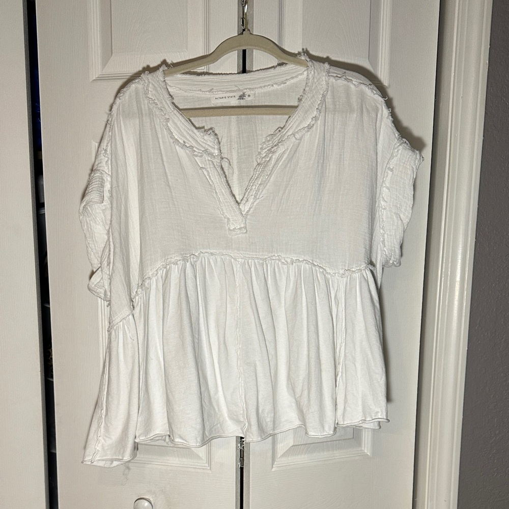 Altar'd State White Ruffled Blouse